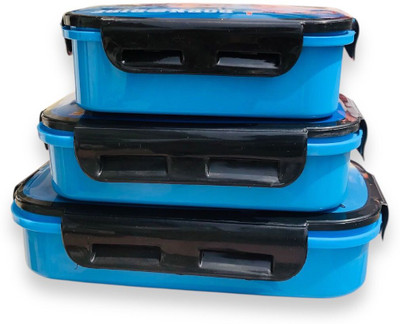 InsTook Plastic Lunch Box 3pcs 1 Set 2 Spoon with Container Microwave Safe 1 Containers Lunch Box(300 ml)