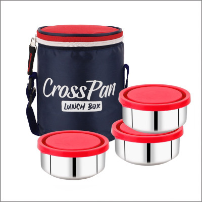 CrossPan Stainless Steel Lunch/ 3 Containers Lunch Box(840 ml)