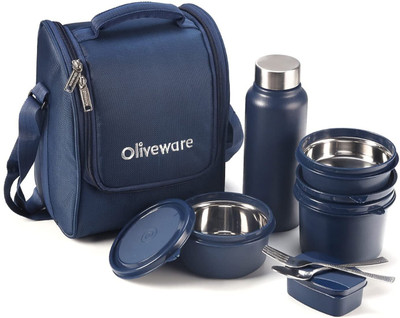 Oliveware Teso with Bottle (Blue-Pro) 4 Containers Lunch Box(1470 ml)