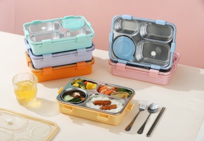 Mt hub The Ultimate 4-Compartment Leak-Proof Seals 750ml Stainless Steel Lunch Box 4 Containers Lunch Box(850 ml, Thermoware)