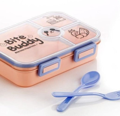 Pixelkart Bento Style Lunch Box/Tiffin Box for Kids,Office,School ( Pink & Blue ) 4 Containers Lunch Box(1000 ml)