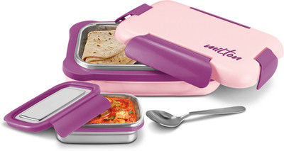 MILTON More Meal Large Tiffin,770 ml, with Container, 175 ml and Spoon, Pink 1 Containers Lunch Box(945 ml, Thermoware)