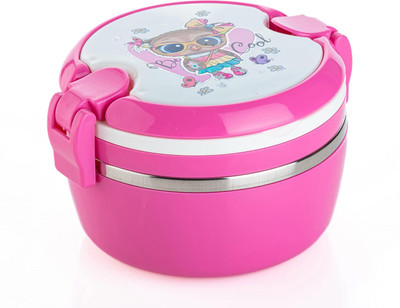 Lunch Box Solo Round Stainless Steel Tiffin Lunch Box Container with 2 Side 2 Containers Lunch Box(300 ml)