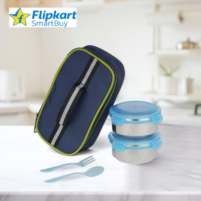 Flipkart SmartBuy Bite Stainless Steel Container Food Tiffin, 2 Containers Lunch Box(450 ml, Thermoware)