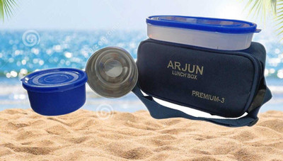 Arjun Lunch_Box_Set_2 and One_Oval_Container_59 3 Containers Lunch Box(1200 ml)