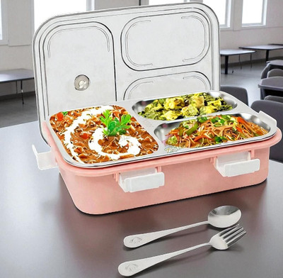 Colorbee Durable 3-Compartment Steel Lunch Box for Daily Healthy Meals 3 Containers Lunch Box(750 ml, Thermoware)