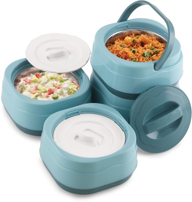 Nabhya Insulated Steel & Plastic Lunch Box 4 Containers with Handle &Lid Each Container 4 Containers Lunch Box(500 ml, Thermoware)