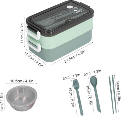 VakkalHome Stackable SS Lunchbox - Green 2 Containers Lunch Box(500 ml, Thermoware)