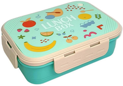 NARV Eco Friendly Bento Stainless Steel Lunch Box with Cartoon Print for Kids Use 3 Containers Lunch Box(750 ml)