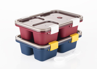 queen's kitchenware combo Tokyo 3 compartment lunch box with airtight & leakproof 1 Containers Lunch Box(850 ml, Thermoware)
