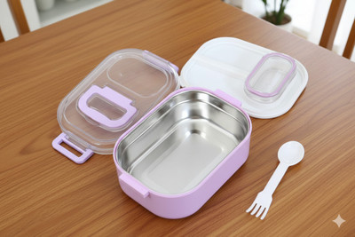 VSELL Stainless Steel Tiffin Dabba Stylish Leak Proof Lunch Box for kids, Girls, Women 3 Containers Lunch Box(800 ml, Thermoware)