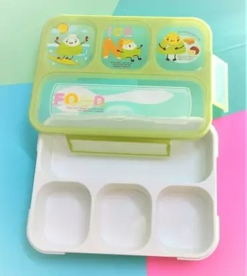 RAREGEAR 4 Compartment Leak-Proof Tiffin Box with Spoon Adults & Kids 4 Containers Lunch Box(800 ml, Thermoware)