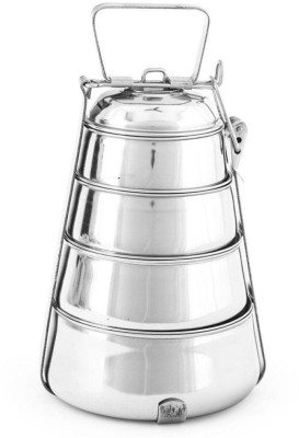 SAUBHAGYA Stainless Steel Pyramid Shape Lunch Box 4 container Food Pack Clip Tiffin 4 Tier 4 Containers Lunch Box(1500 ml)