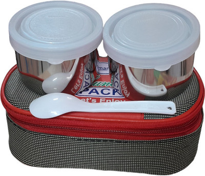 RRN CREATION Lunch box With 2 Stainless steel container 400 ML With Fabric Jacket (Pack of 2) 2 Containers Lunch Box(400 ml, Thermoware)