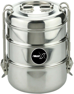 AOLLYX Stainless Steel Lunch Box for Kids,Steel Tiffin box for School & Office, Kids 3 Containers Lunch Box(1200 ml)