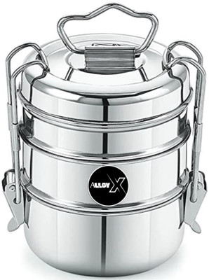 AOLLYX Stainless steel traditional tiffin clip carrier 3 Containers Lunch Box(900 ml)