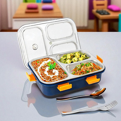 Colorbee Durable Steel Lunch Box with Airtight 3-Compartment Design and Easy Clean 3 Containers Lunch Box(750 ml, Thermoware)