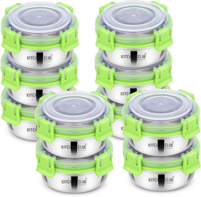 KITCHEN CLUE Stainless Steel Smart Lock N Lock Lunch Box Containers With Airtight Lids 10 Containers Lunch Box(350 ml)