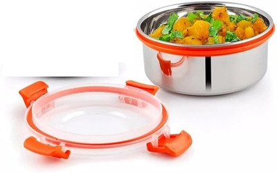 BLAL Lock & Lock Stainless Steel With Plastic Lid Container Bresk Time 650 Red 1 Containers Lunch Box(650 ml)