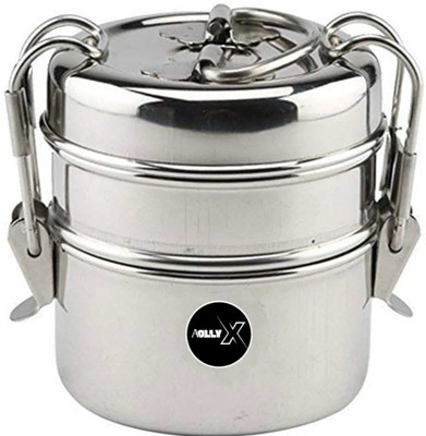 AOLLYX stainless steel food grade 2 container clip carrier 2 Containers Lunch Box(800 ml)