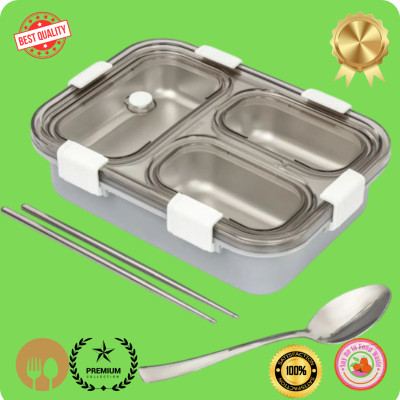 EVARA INTERNATIONAL Compartment -3 Sealed Leak Proof Stainless Steel For Kid's & Adult_GA58 3 Containers Lunch Box(1000 ml, Thermoware)