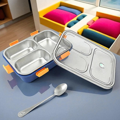 Colorbee Compact 750 ml 3-Compartment Steel Lunch Box for Daily Kids & Adults Meals 3 Containers Lunch Box(750 ml, Thermoware)