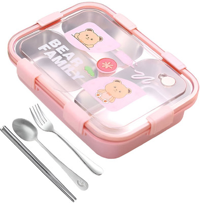 RBGIIT Cute Bear Bento Box for Kids – Durable, Leakproof & Safe Materials 3 Containers Lunch Box(750 ml, Thermoware)