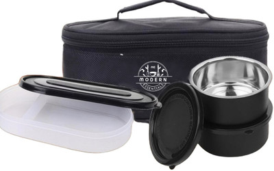 Modern Essentials Stylo lunch box Comes with 2X300ml Microwave Safe Container &1x450ml Chapati box 3 Containers Lunch Box(600 ml)