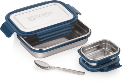 iVBOX Slim-Pro Steel Airtight Leak-Proof Tiffin for Kids School, Office 2 Containers Lunch Box(1100 ml)
