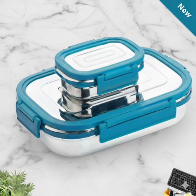 VRJK Stainless Steel Lunch Box for Kids, School Tiffin Box Air Tight Tiffin Box A02 2 Containers Lunch Box(1000 ml)