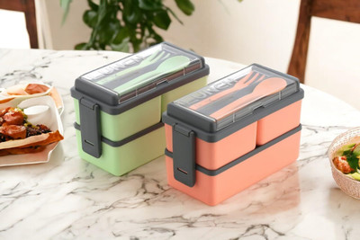 OMORTEX 3 Section Lunch box With Spoon Fork 3 Containers Lunch Box(1500 ml)