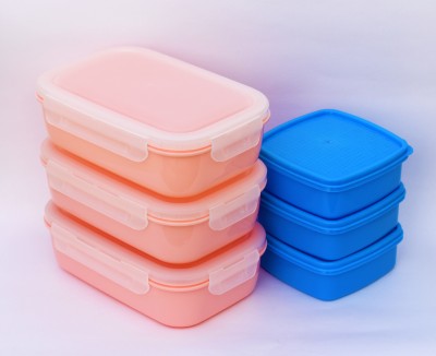 Loknath Plastic Lunch Box (Set of 6) Multiple Uses 6 Containers Lunch Box pink 6 Containers Lunch Box(500 ml)