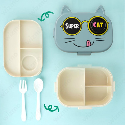 Wizmo CAT02 2 Containers Lunch Box(550 ml, Thermoware)