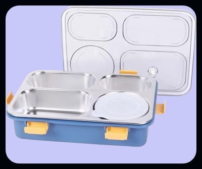 Kello Stainless Steel Airtight Tiffin Box, 4 Compartment Lunch Box, Spoon & Fork K193 4 Containers Lunch Box(800 ml, Thermoware)