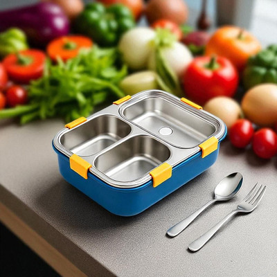 Colorbee Durable 750 ml 3-Compartment Stainless Steel Lunch Box for Kids & Travel Meals 3 Containers Lunch Box(750 ml, Thermoware)