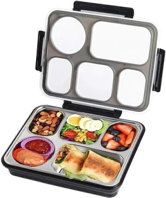 N2J2 SHOP Leak Proof 5 Compartment Stainless Steel Lunch Boxes Tiffin Box for Adult Kids 5 Containers Lunch Box(1600 ml, Thermoware)