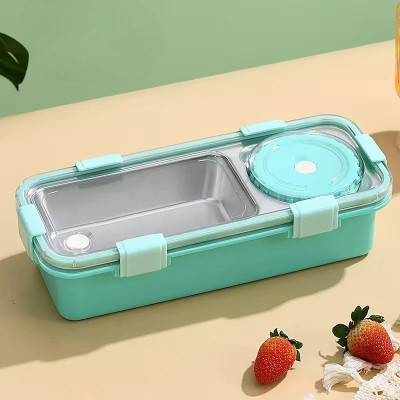 MyneeMoe 2-Compartment Stainless Steel Lunch Box | Airtight & Leak-Proof Tiffin 2 Containers Lunch Box(750 ml)