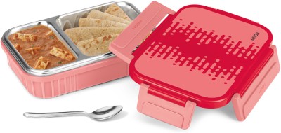 MILTON Fun Feast 2 Steel Tiffin Box, 560 ml, Cherry Red, 2 Leak Proof compartment 2 Containers Lunch Box(560 ml)