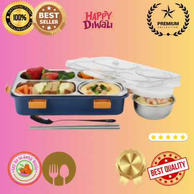 MOIRA INTERNATIONAL StainlessSteel Lunch Box with 4 Compartment with SPOON for Kid _RY20 4 Containers Lunch Box(1200 ml, Thermoware)