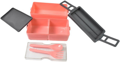 Anudap Plastic 3 Layer Leak Proof 3 Compartment Lunch Box for Office (1 Pc) 2 Containers Lunch Box(2 L, Thermoware)