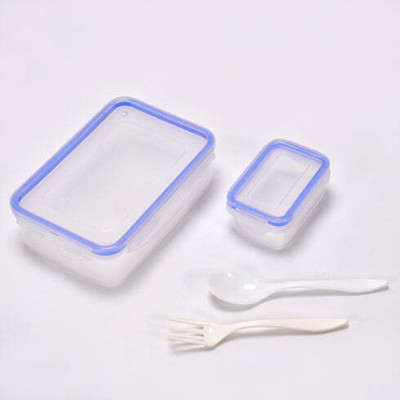 Dabster Multipurpose Air Tight 4 Side Lock Food Grade Lunch Box 2 Containers Lunch Box(550 ml)