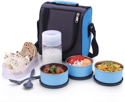 WINDBUZZ Stainless Steel Lunch Box 3Container 1Casserole 1Plastic Bottle 2 Spoon with Bag 3 Containers Lunch Box(1500 ml, Thermoware)