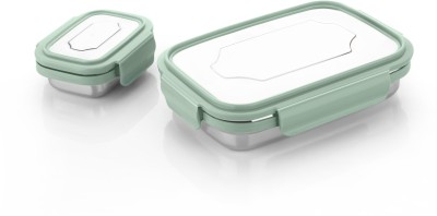 plizzo kitchenware slim stainless steel 2 container lunch box multy color of 1 pcs 2 Containers Lunch Box(1050 ml, Thermoware)
