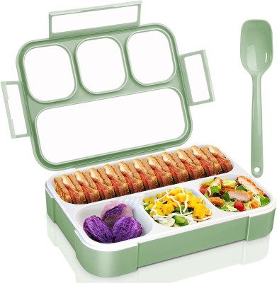 DEUSON ECOM Leak Proof 4 Compartment Lunch Box with Spoon for Kids and Adults Tiffin Box 4 Containers Lunch Box(1100 ml, Thermoware)