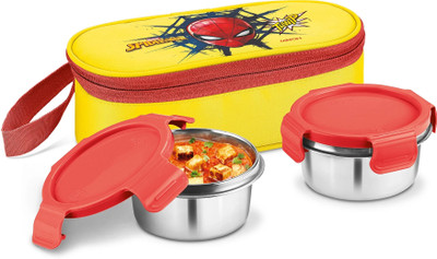 MILTON Marvel Power Bite Tiffin Box with 2 Steel Container and Jacket 320ml each,Yellow 2 Containers Lunch Box(320 ml)