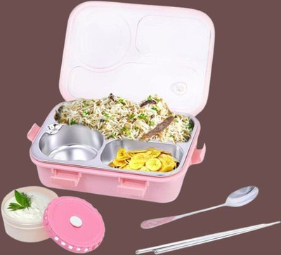 VRJK Compartment -3 Sealed Leak Proof Stainless Steel For Kid's & Adult_K166 3 Containers Lunch Box(750 ml, Thermoware)