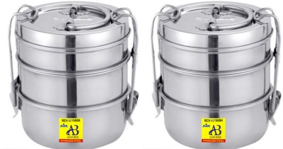 AEROBIX Clipper Stainless Steel high quality Traditional Tiffin Box pack of 2 lunch box 3 Containers Lunch Box(1600 ml, Thermoware)