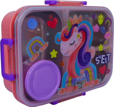PRETTY KIDDOS UNICORN THEME BOX PK 000 3 Containers Lunch Box(800 ml, Thermoware)