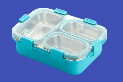 VSELL Sturdy and Safe 3-Compartment Stainless Steel Lunch Box BPA Free A264 3 Containers Lunch Box(750 ml, Thermoware)