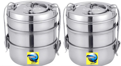 r777k Stainless steel 3 container lunch box with combo pack (1200ml)) 3 Containers Lunch Box(1200 ml)